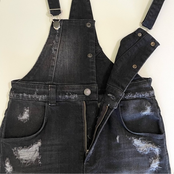 NWT Ksubi Denim Romper Distressed Shortalls Let’s Go Out Washed Black 25 - Picture 10 of 14